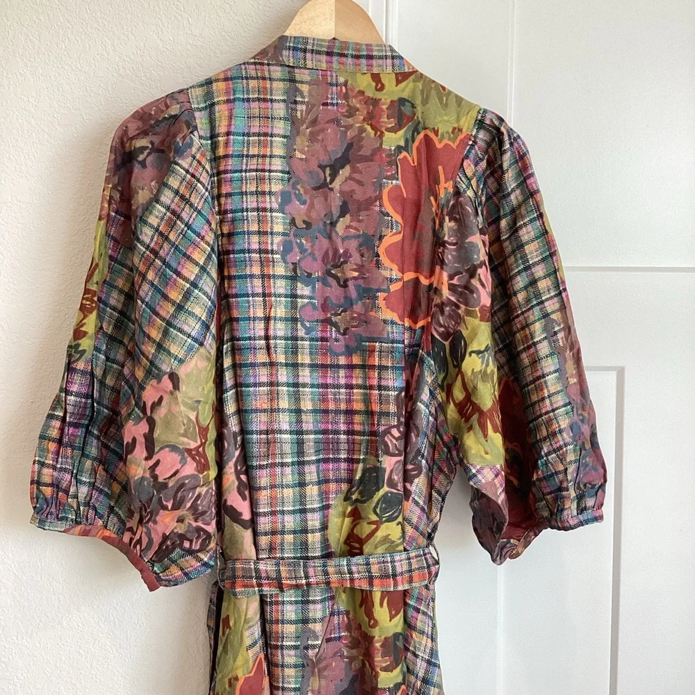 Anthropologie Multicolor Plaid and Floral Dress - Picture 8 of 12